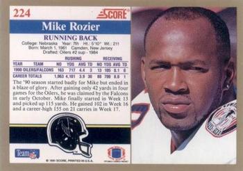 1991 Score #224 Mike Rozier Back