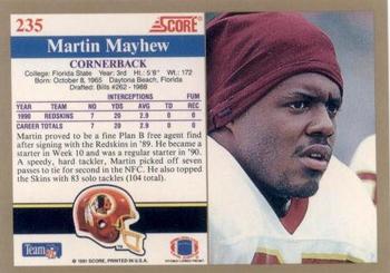 1991 Score #235 Martin Mayhew Back