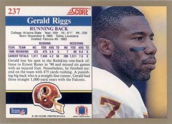1991 Score #237 Gerald Riggs Back