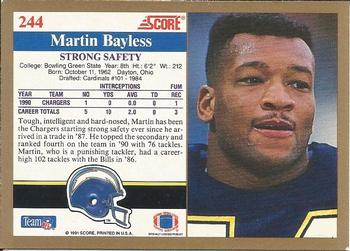1991 Score #244 Martin Bayless Back