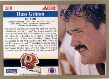 1991 Score #268 Russ Grimm Back
