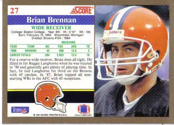1991 Score #27 Brian Brennan Back