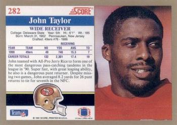 1991 Score #282 John Taylor Back