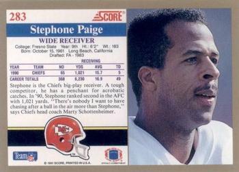 1991 Score #283 Stephone Paige Back