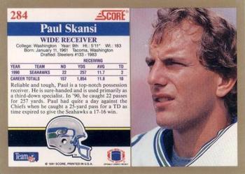 1991 Score #284 Paul Skansi Back