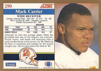 1991 Score #290 Mark Carrier Back