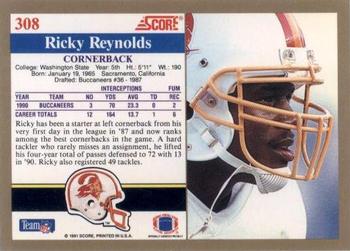 1991 Score #308 Ricky Reynolds Back