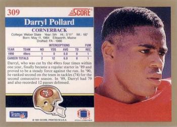 1991 Score #309 Darryl Pollard Back