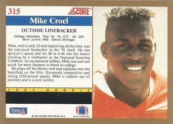 1991 Score #315 Mike Croel Back