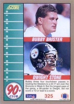 1991 Score #325 Bubby Brister / Dwight Stone Back