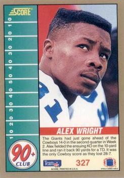1991 Score #327 Alex Wright Back