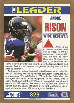 1991 Score #329 Andre Rison Back
