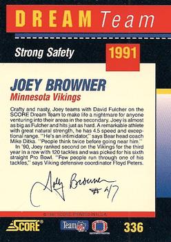 1991 Score #336 Joey Browner Back