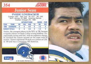 1991 Score #354 Junior Seau Back