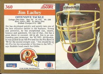 1991 Score #360 Jim Lachey Back
