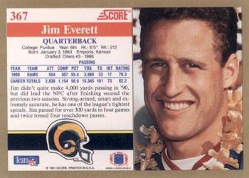 1991 Score #367 Jim Everett Back
