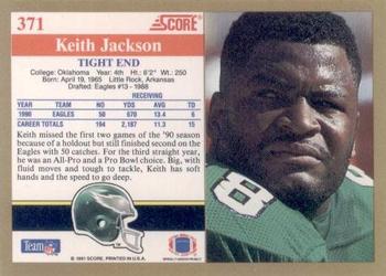 1991 Score #371 Keith Jackson Back