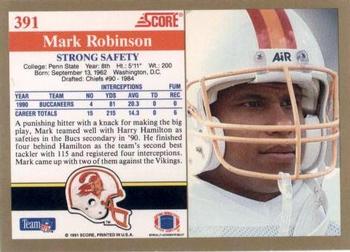 1991 Score #391 Mark Robinson Back