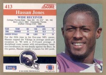 1991 Score #413 Hassan Jones Back