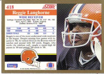 1991 Score #418 Reggie Langhorne Back