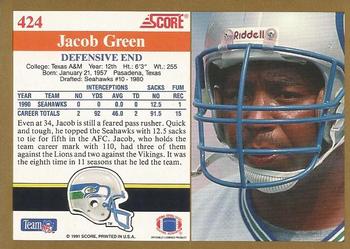 1991 Score #424 Jacob Green Back