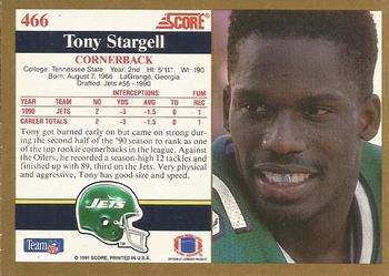 1991 Score #466 Tony Stargell Back