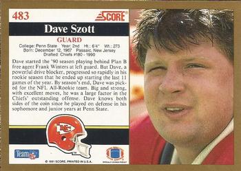 1991 Score #483 Dave Szott Back