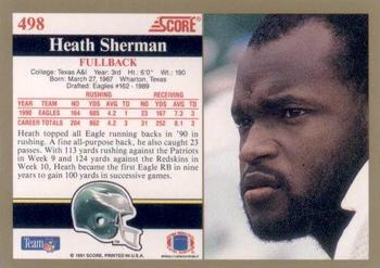 1991 Score #498 Heath Sherman Back