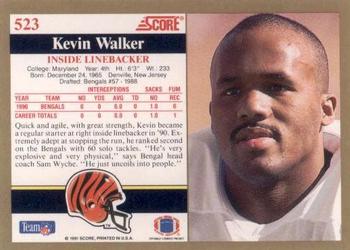 1991 Score #523 Kevin Walker Back