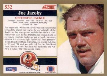 1991 Score #532 Joe Jacoby Back