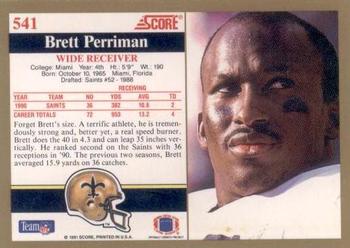 1991 Score #541 Brett Perriman Back