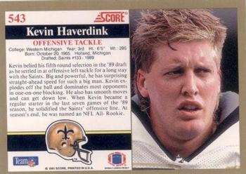 1991 Score #543 Kevin Haverdink Back