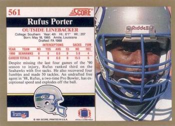 1991 Score #561 Rufus Porter Back
