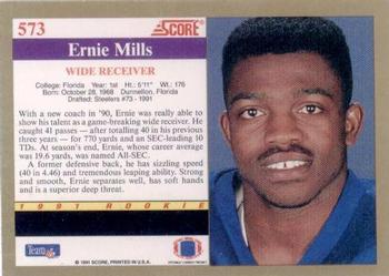 1991 Score #573 Ernie Mills Back