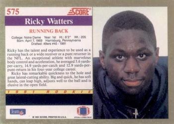 1991 Score #575 Ricky Watters Back