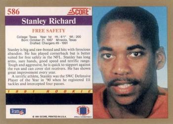 1991 Score #586 Stanley Richard Back