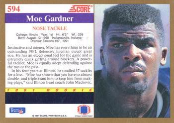 1991 Score #594 Moe Gardner Back