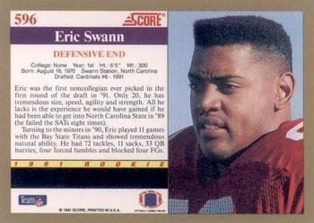 1991 Score #596 Eric Swann Back