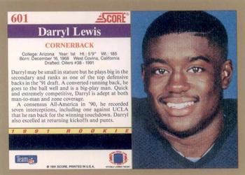 1991 Score #601 Darryll Lewis Back