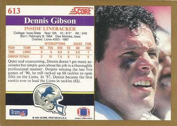 1991 Score #613 Dennis Gibson Back