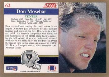 1991 Score #62 Don Mosebar Back