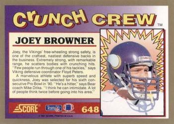 1991 Score #648 Joey Browner Back
