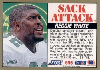 1991 Score #655 Reggie White Back