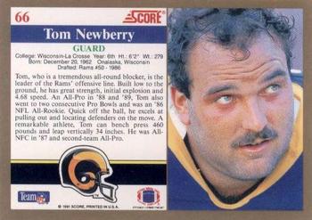 1991 Score #66 Tom Newberry Back