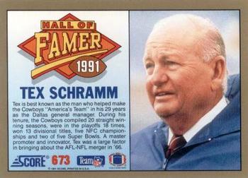 1991 Score #673 Tex Schramm Back
