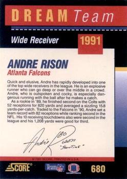 1991 Score #680 Andre Rison Back