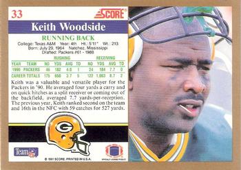 1991 Score #33 Keith Woodside Back