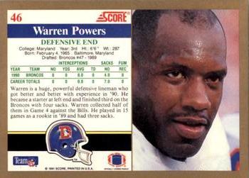 1991 Score #46 Warren Powers Back