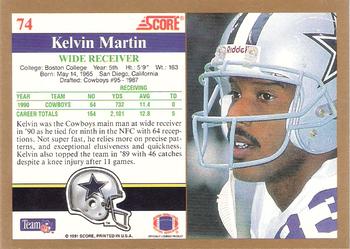 1991 Score #74 Kelvin Martin Back