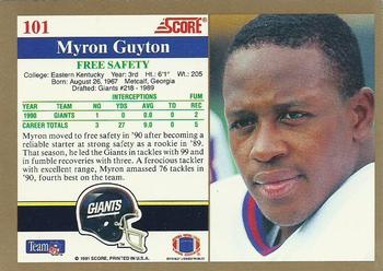 1991 Score #101 Myron Guyton Back